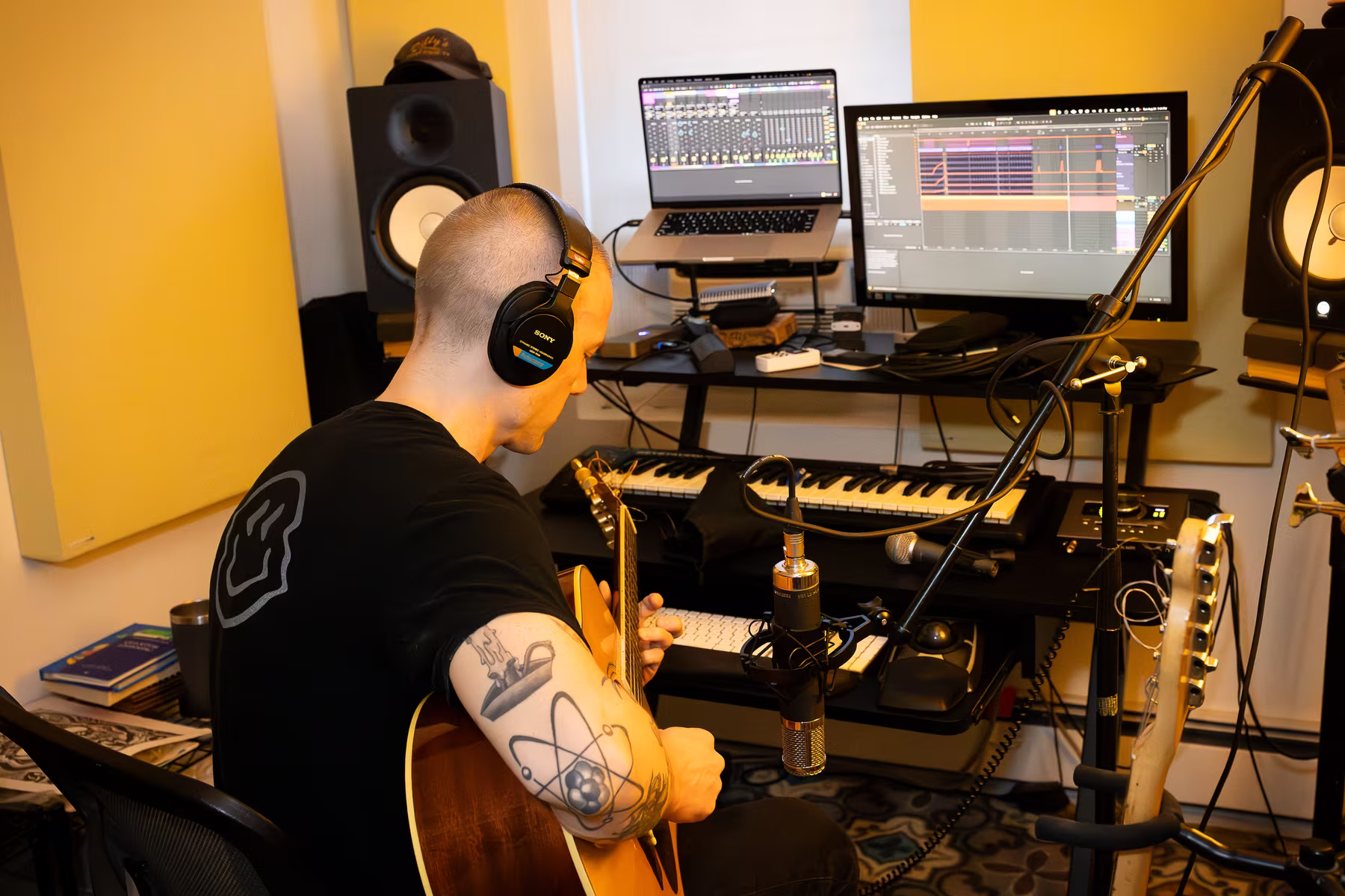 Audio Engineer Working at studio